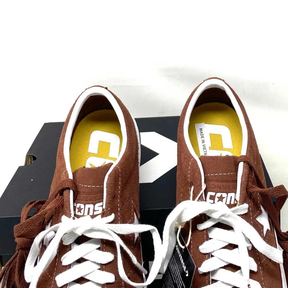 Converse Low Top Sneakers in Brown with White Accents
